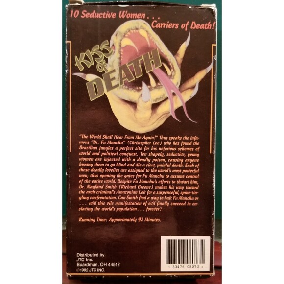 Fu Manchu Kiss of Death aka The Blood of Fu Manchu Christopher Lee VHS - Picture 2 of 2